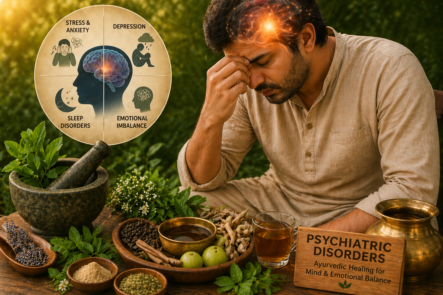 Ayurvedic treatment for psychiatric disorders in Malleshwaram Bangalore with herbal therapy and mental wellness care