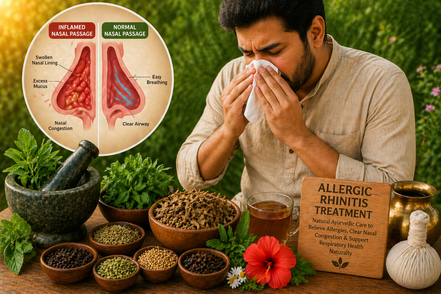 Ayurvedic treatment for allergic rhinitis with herbal remedies and nasal therapy in Malleshwaram Bangalore